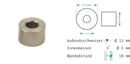 Distanzhülsen Edelstahl Basedow in 16 Größen<br>- WA: 5, 10, 15, 20 mm <br>- Ø:10, 13, 15, 18 mm<br>-  Loch-Ø: 4,1-5,2- 5,6-6,5 mm