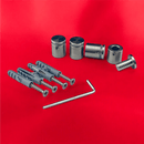 Abstandshalter Edelstahl mit Inbus in 3 Größen - Tarp<br>- Ø 13,15,20 mm<br>- Bohrung 8-9,9-10mm<br>- PS 2-10, 2-12mm<br>- 4 Stück <br>- Inkl. Montagematerial