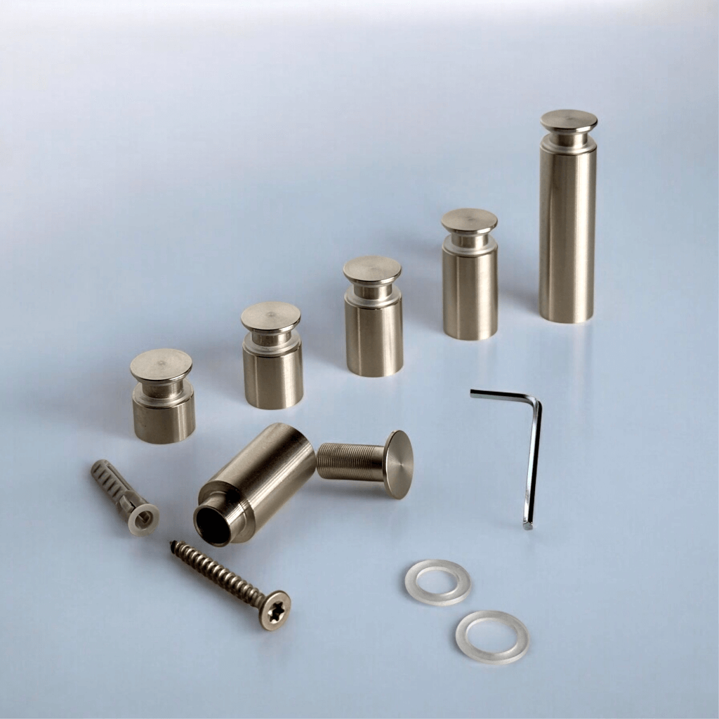 Abstandshalter Edelstahl mit Inbus in 5 Größen - Bergenhusen<br>- Ø 15 mm <br>- Plattenbohrung 11mm<br>- PS  6-8|5-10mm<br>- WA 10,15,25,50 mm <br>- Sonderbau ab 100Stck