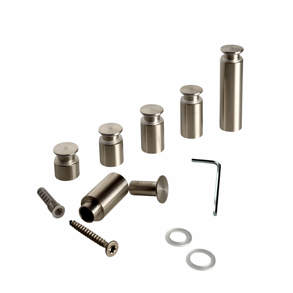 Abstandshalter Edelstahl mit Inbus in 5 Größen - Bergenhusen<br>- Ø 15 mm <br>- Plattenbohrung 11mm<br>- PS  6-8|5-10mm<br>- WA 10,15,25,50 mm <br>- Sonderbau ab 100Stck