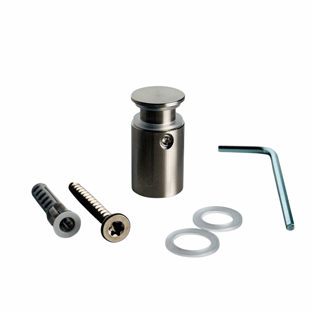 Abstandshalter Edelstahl mit Inbus in 5 Größen - Bergenhusen<br>- Ø 15 mm <br>- Plattenbohrung 11mm<br>- PS  6-8|5-10mm<br>- WA 10,15,25,50 mm <br>- Sonderbau ab 100Stck