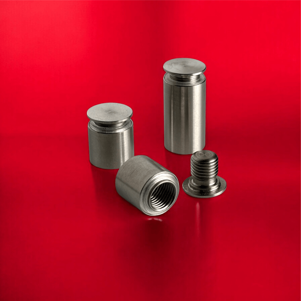 Abstandhalter Edelstahl schraubbar  in 2 Größen - List<br>- Durchmesser 14 mm <br>- Plattenbohrung 10-11 mm<br>- Plattenstärke 3-8 mm<br>- WA 13 und 25 mm <br>- Sonderbau ab 100Stck