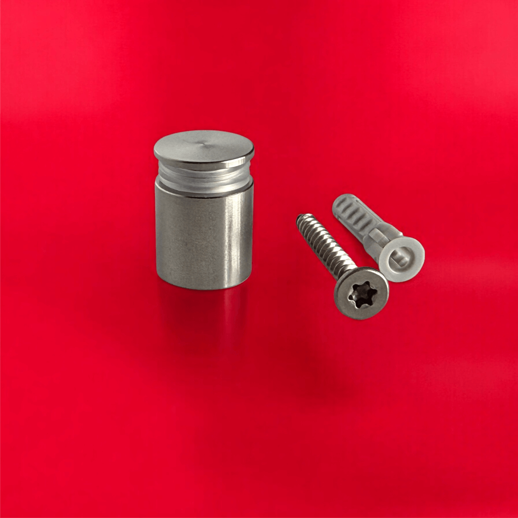 Abstandshalter Edelstahl schraubbar in 4 Größen - Pogeez<br>- Durchmesser 15 mm <br>- Plattenstärke 3-12mm <br>- Plattenbohrung 11mm<br>- WA 10, 15, 20, 25 mm <br>- Sonderbau ab 100Stck