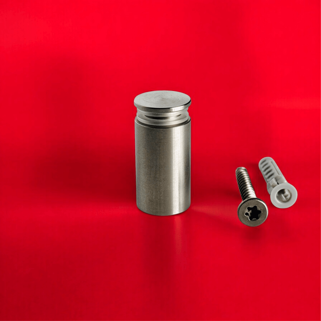 Abstandshalter Edelstahl schraubbar in 4 Größen - Pogeez<br>- Durchmesser 15 mm <br>- Plattenstärke 3-12mm <br>- Plattenbohrung 11mm<br>- WA 10, 15, 20, 25 mm <br>- Sonderbau ab 100Stck