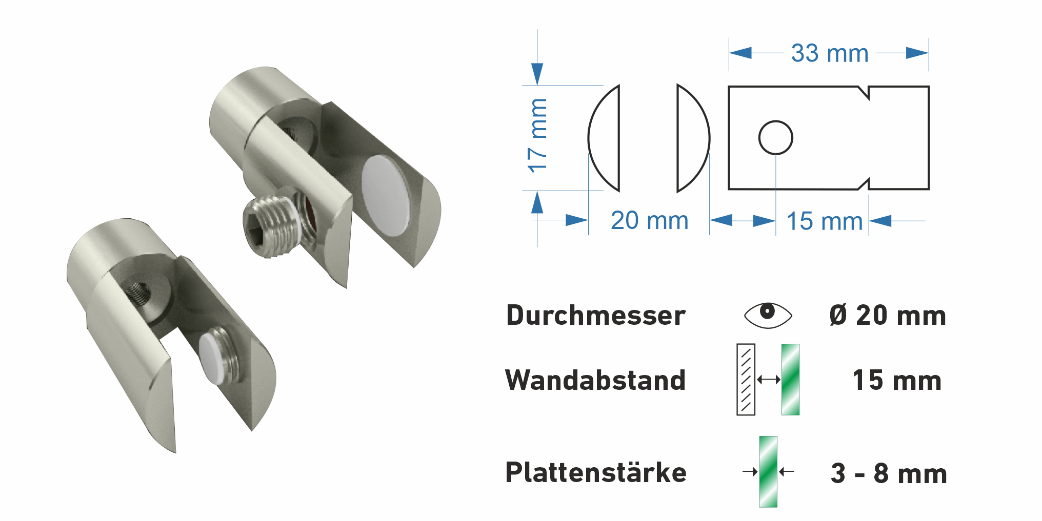 Fahnenschildhalter Valle für Plattenstärke bis 8 mm 2