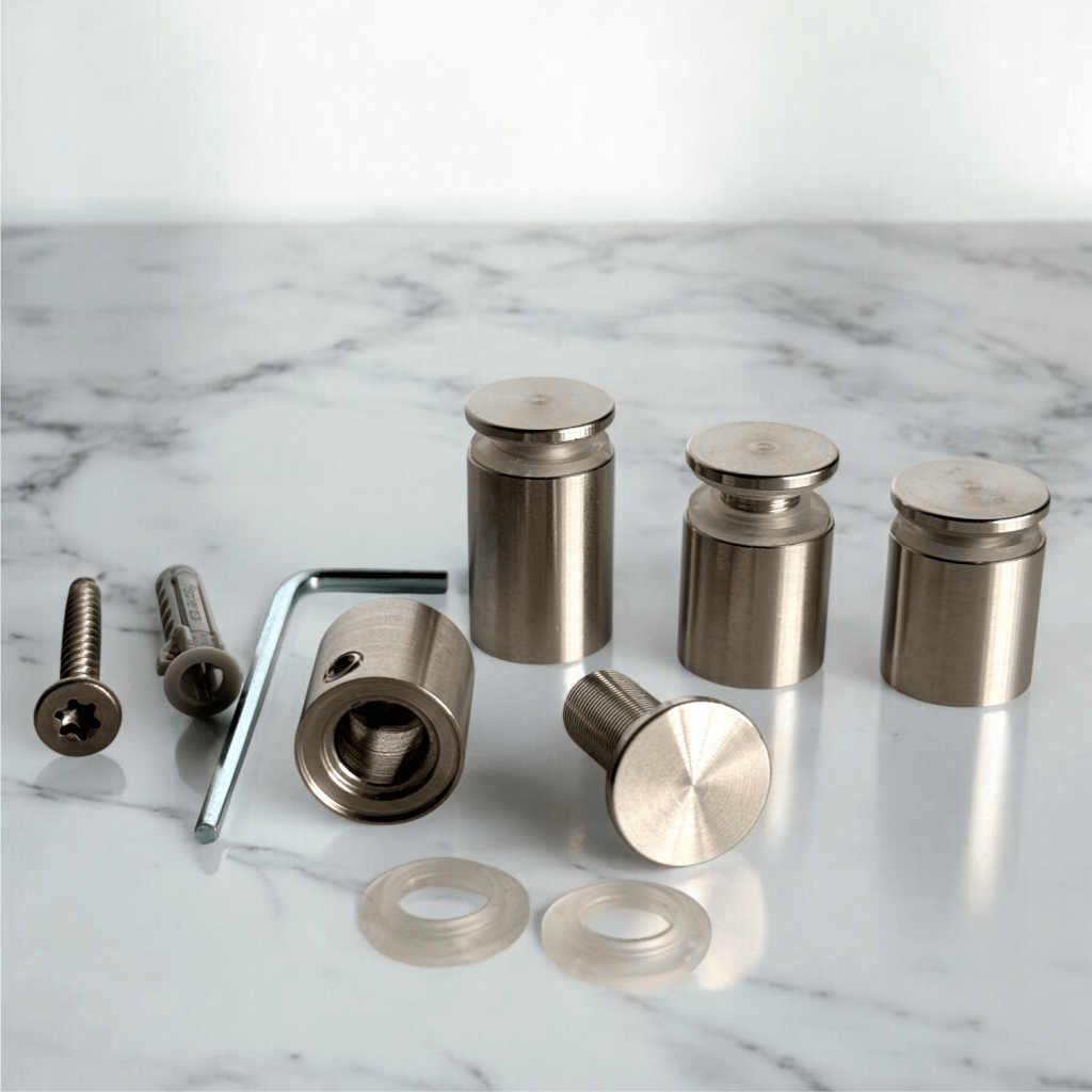 Abstandshalter Edelstahl mit Inbus in 3 Größen<br>- Durchmesser 15mm <br>- Plattenbohrung 10-11mm<br>- PS 1-6 | WA 15mm<br>- PS 8-12 | WA 15 mm<br>- PS 1-12 | WA 20 mm<br>- Sonderbau ab 100Stck<br>- Fiefbergen