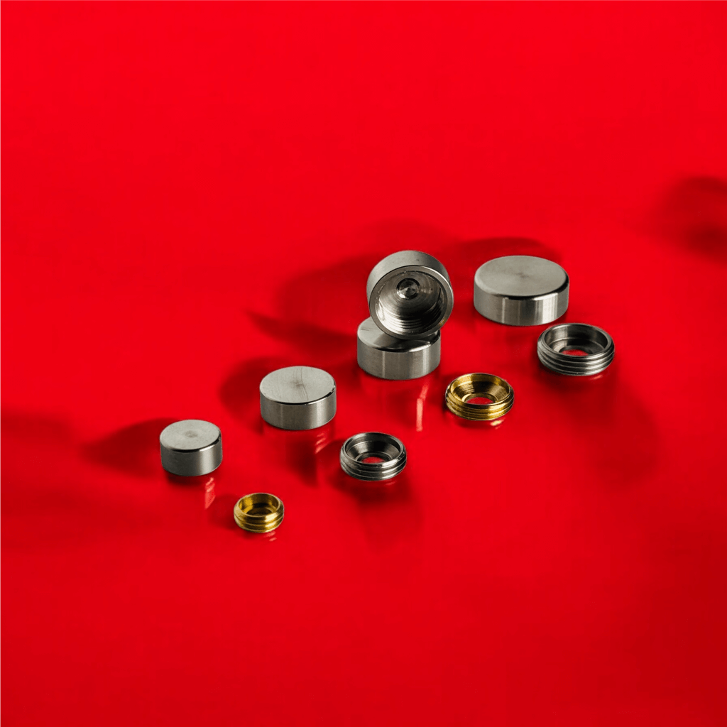 Schraubenkappen Edelstahl Gettorf in 4 Größen <br>- Kopfhöhe 5 mm <br>- flacher Kopf<br>- Ø 10, 13, 15, 18 mm <br>- Bohrung: immer 4 mm