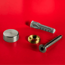 Schraubenkappen Edelstahl Gettorf in 4 Größen <br>- Kopfhöhe 5 mm <br>- flacher Kopf<br>- Ø 10, 13, 15, 18 mm <br>- Bohrung: immer 4 mm