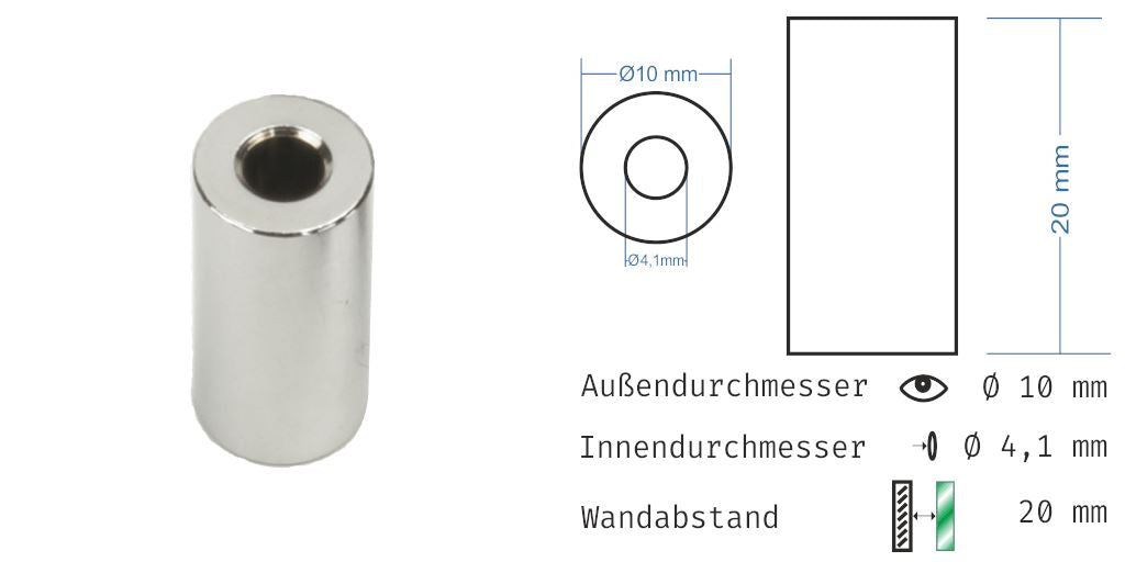 Distanzhülsen Glanz verchromt 15