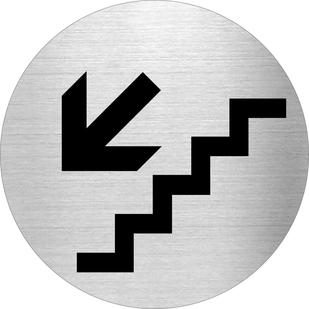 Piktogramm Treppe abwärts aus Edelstahl Piktogramm Treppe abwärts