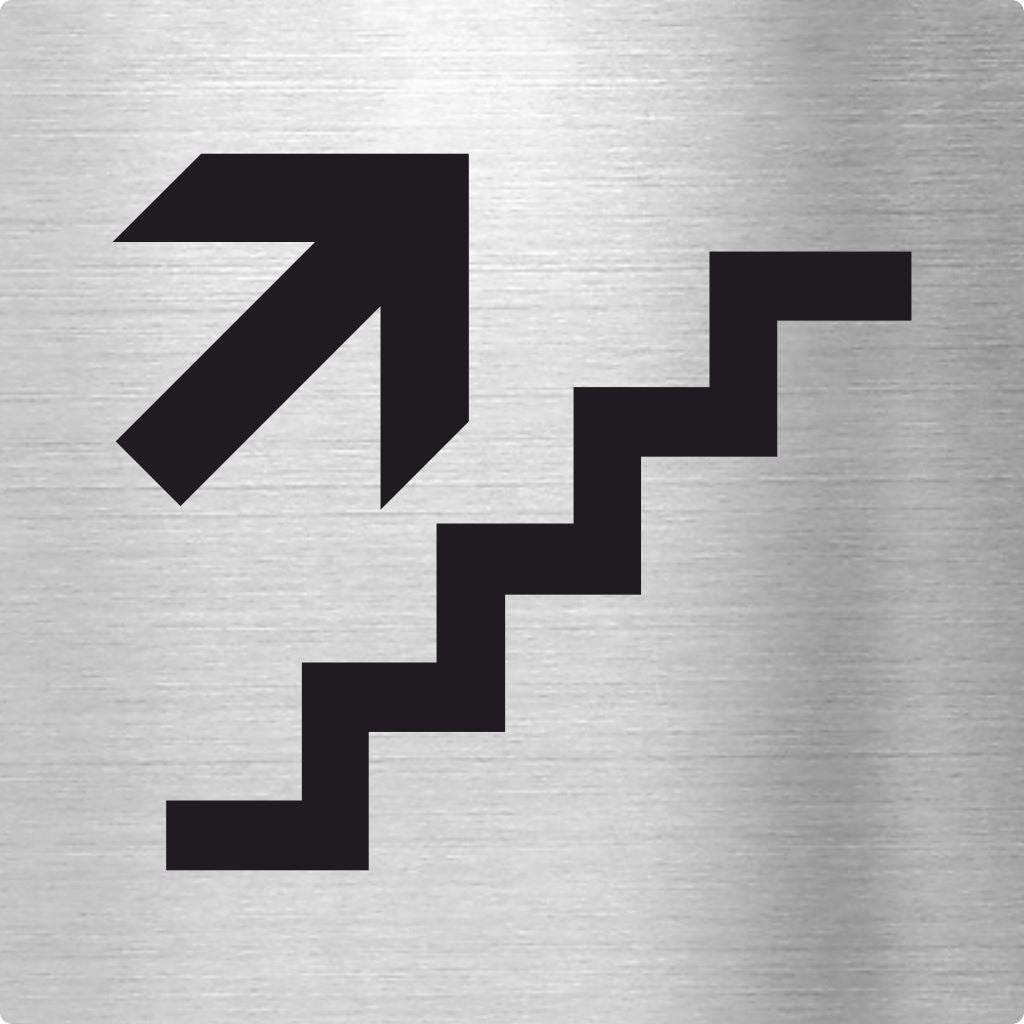 Piktogramm Treppe aufwärts aus Edelstahl Piktogramm Treppe aufwärts