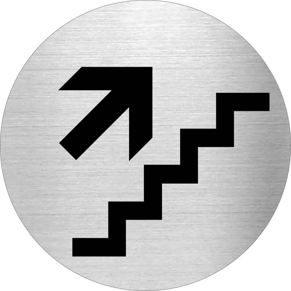 Piktogramm Treppe aufwärts aus Edelstahl Piktogramm Treppe aufwärts