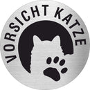 Piktogramm Vorsicht Katze aus Edelstahl Piktogramm Vorsicht Katze