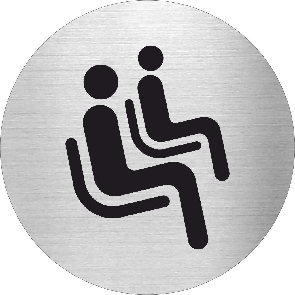 Pikto Warteraum Edelstahl Piktogramm Warteraum Pikto www.abstandshalter-online.com/ Ø60mm