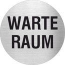 Pikto Warteraum Edelstahl Piktogramm Warteraum www.abstandshalter-online.com/ Ø60mm