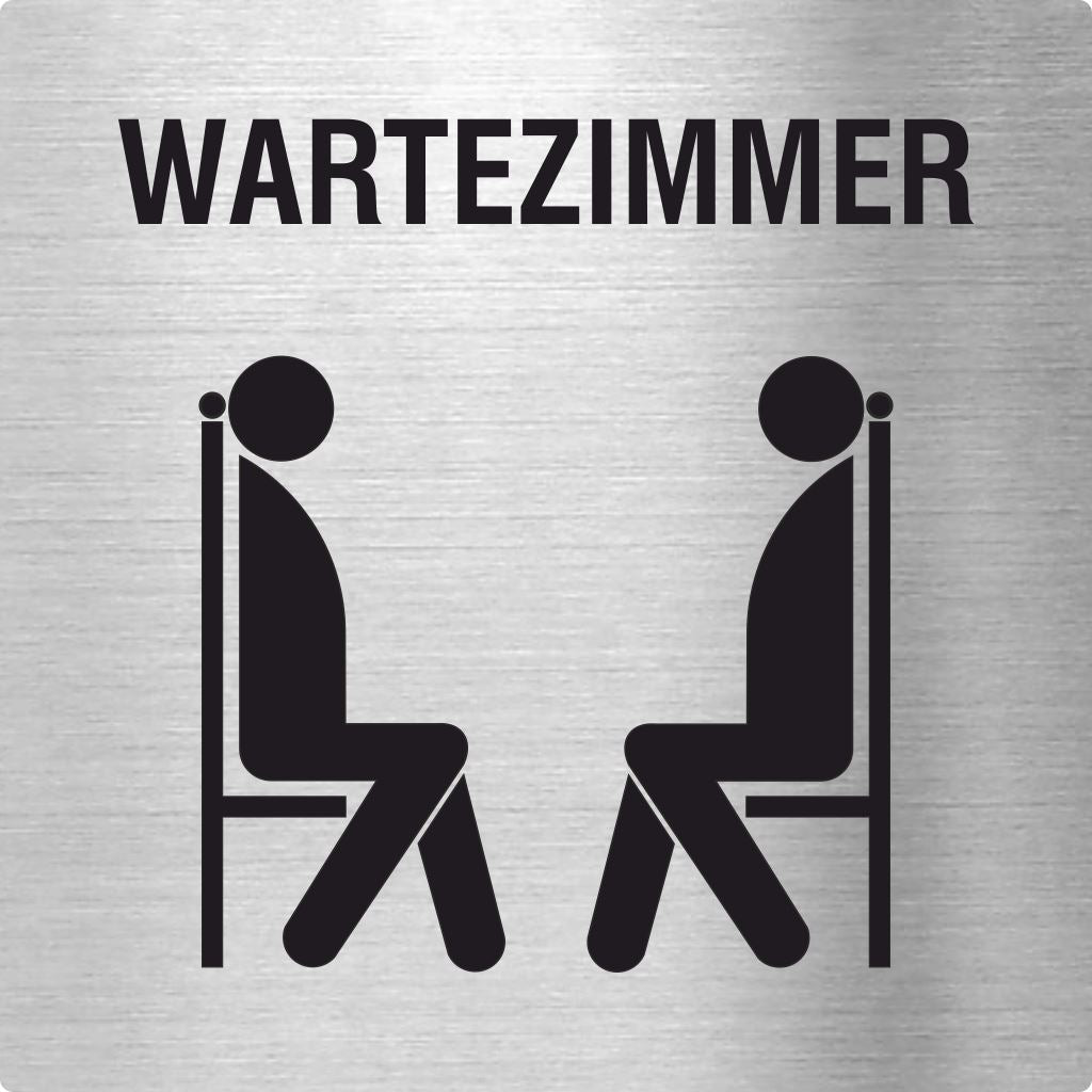 Piktogramm Wartezimmer Piktogramm und Text aus Edelstahl  www.abstandshalter-online.com/ 70x70mm