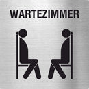 Piktogramm Wartezimmer Piktogramm und Text aus Edelstahl  www.abstandshalter-online.com/ 70x70mm