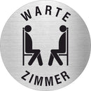 Piktogramm Wartezimmer Piktogramm und Text aus Edelstahl www.abstandshalter-online.com/ Ø60mm
