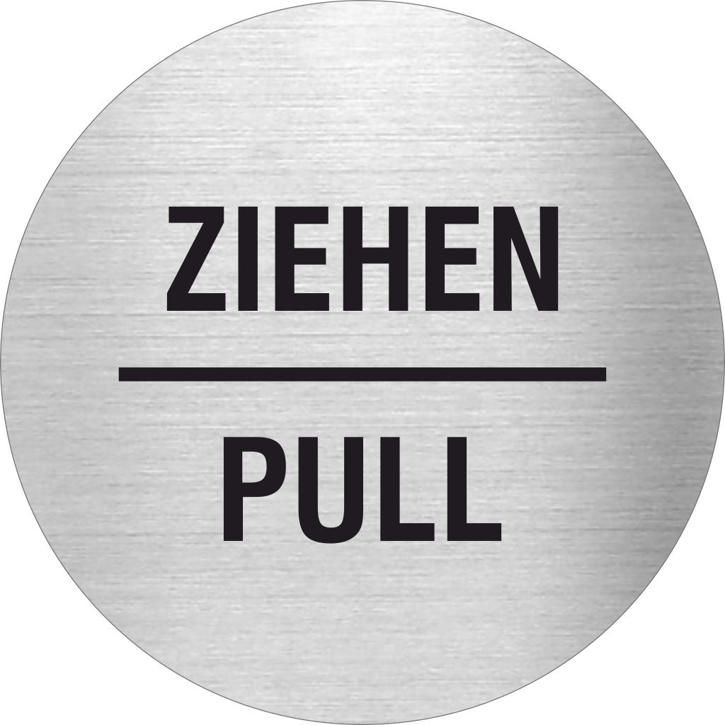 Pikto Ziehen / Pull Edelstahl Piktogramm Ziehen / Pull www.abstandshalter-online.com/ Ø60mm 