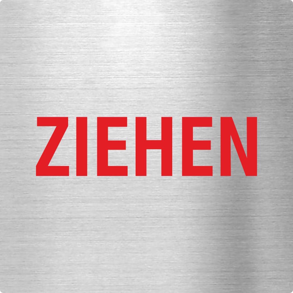 Pikto Ziehen rot Edelstahl Piktogramm Ziehen www.abstandshalter-online.com/