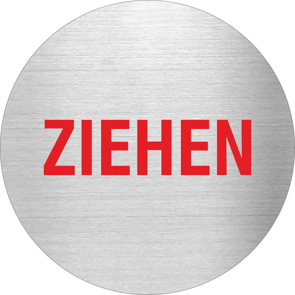 Pikto Ziehen rot Edelstahl Piktogramm Ziehen www.abstandshalter-online.com/