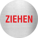 Pikto Ziehen rot Edelstahl Piktogramm Ziehen www.abstandshalter-online.com/