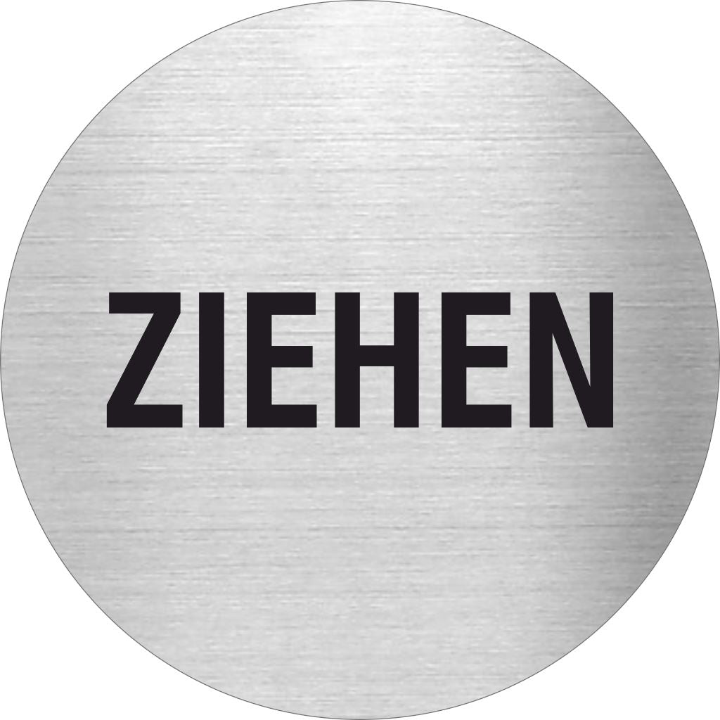 Pikto Ziehen Edelstahl Piktogramm Ziehen www.abstandshalter-online.com/ Ø60mm