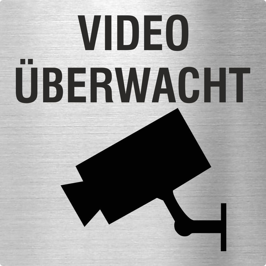 Piktogramm Video überwacht aus Edelstahl Piktogramm Video überwacht