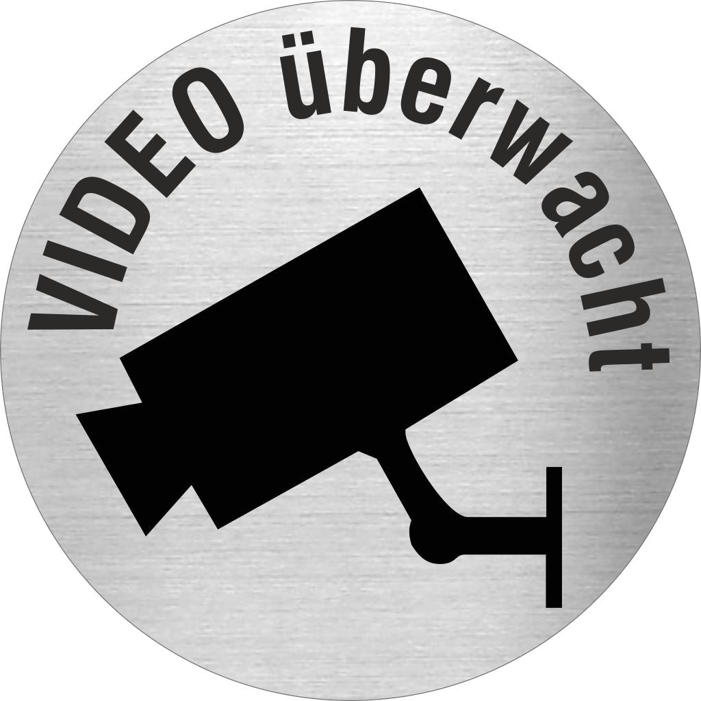 Piktogramm Video überwacht aus Edelstahl Piktogramm Video überwacht