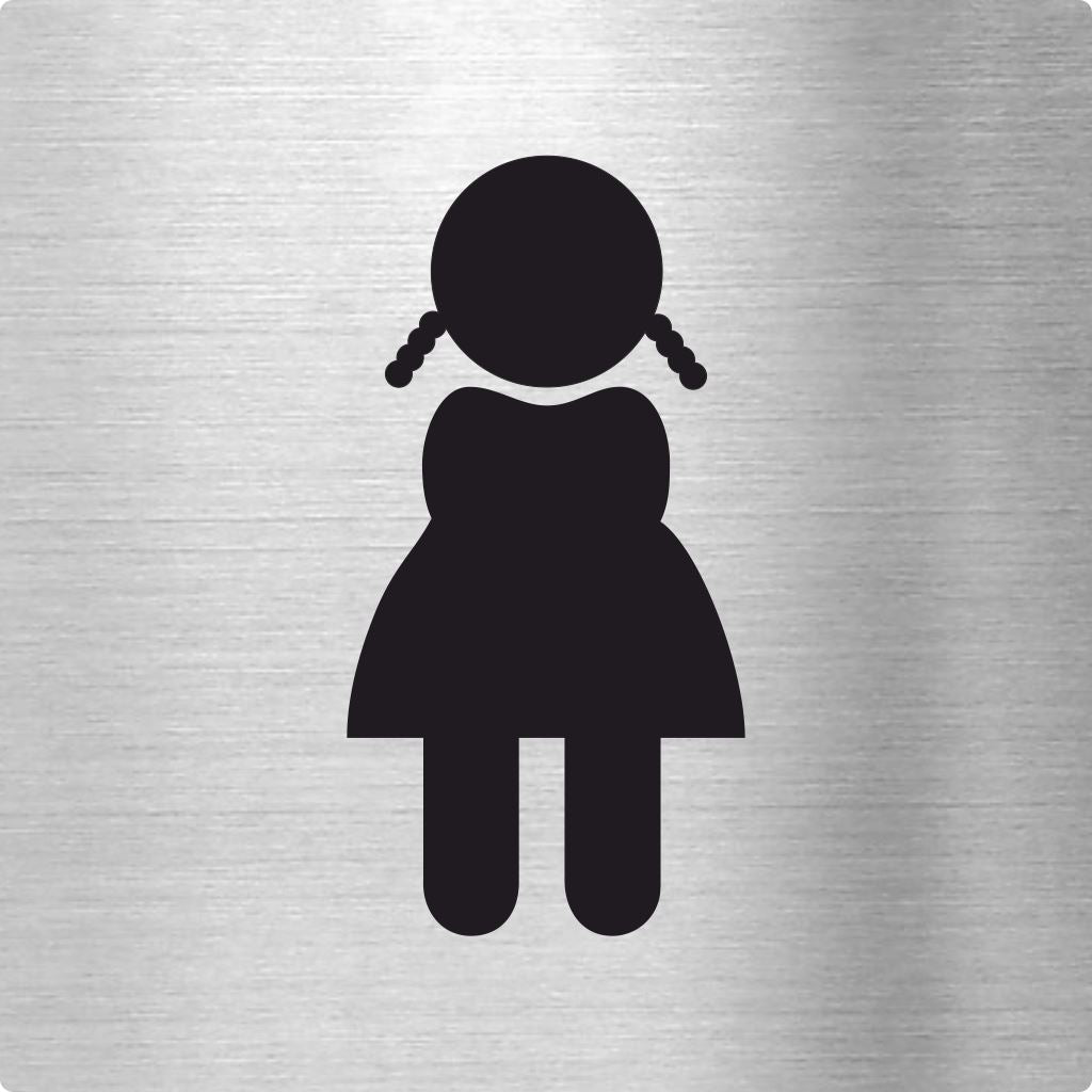 Piktogramme WC Mädchen Edelstahl Piktogramm WC Mädchen www.abstandshalter-online.com/ 70x70mm