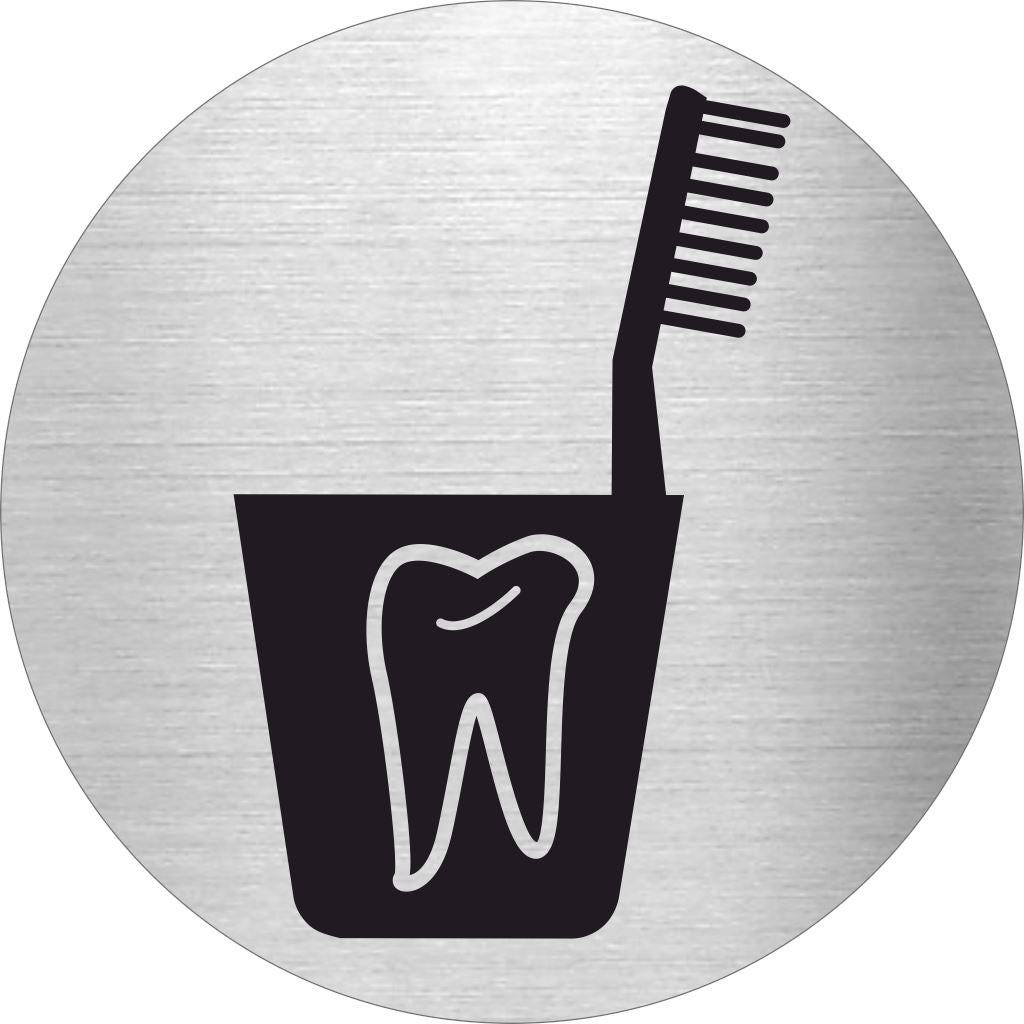 Piktogramm WC Zähne putzen aus Edelstahl Piktogramm WC Zähne putzen