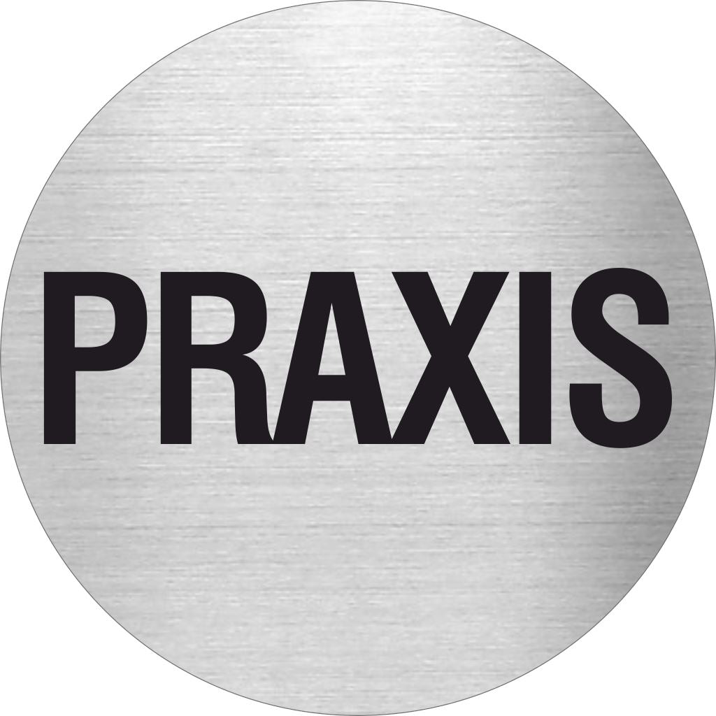 Pikto Praxis Edelstahl Piktogramm Praxis www.abstandshalter-online.com/ Ø60mm