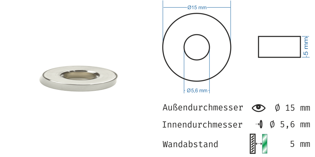 Distanzhülsen Glanz verchromt 16