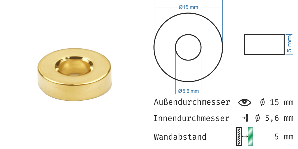 Distanzhülsen Gold glänzend 17