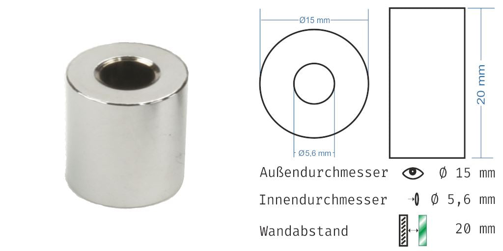 Distanzhülsen Glanz verchromt 19