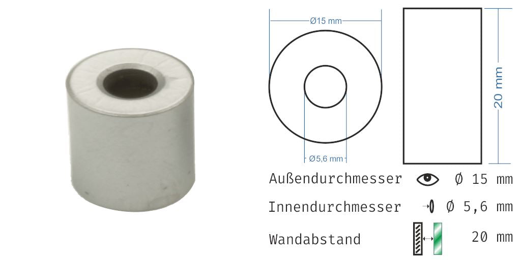 Distanzhülsen Matt verchromt 19