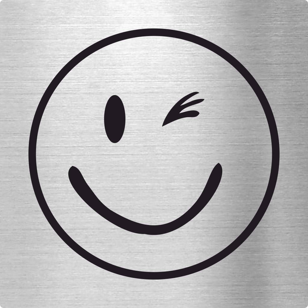 Piktogramm Smily zwinker aus Edelstahl Piktogramm Smily zwinker