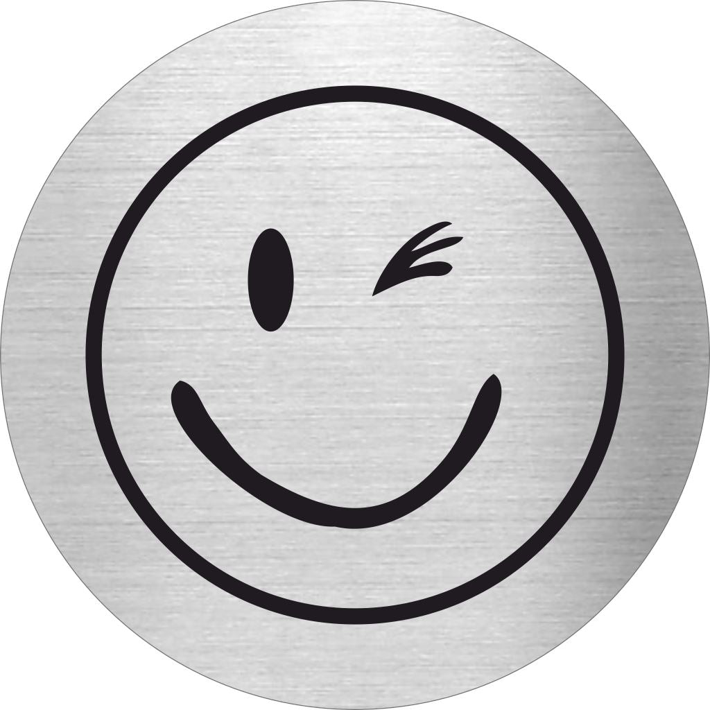 Piktogramm Smily zwinker aus Edelstahl Piktogramm Smily zwinker