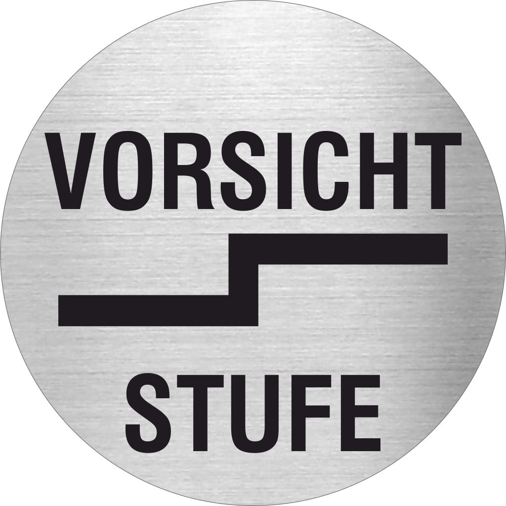 Piktogramm Vorsicht Stufe aus Edelstahl Piktogramm Vorsicht Stufe