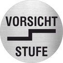 Piktogramm Vorsicht Stufe aus Edelstahl Piktogramm Vorsicht Stufe