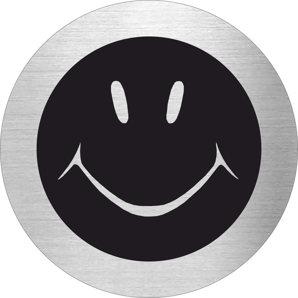 Piktogramm Smily aus Edelstahl Piktogramm Smily www.abstandshalter-online.com/ Ø60mm