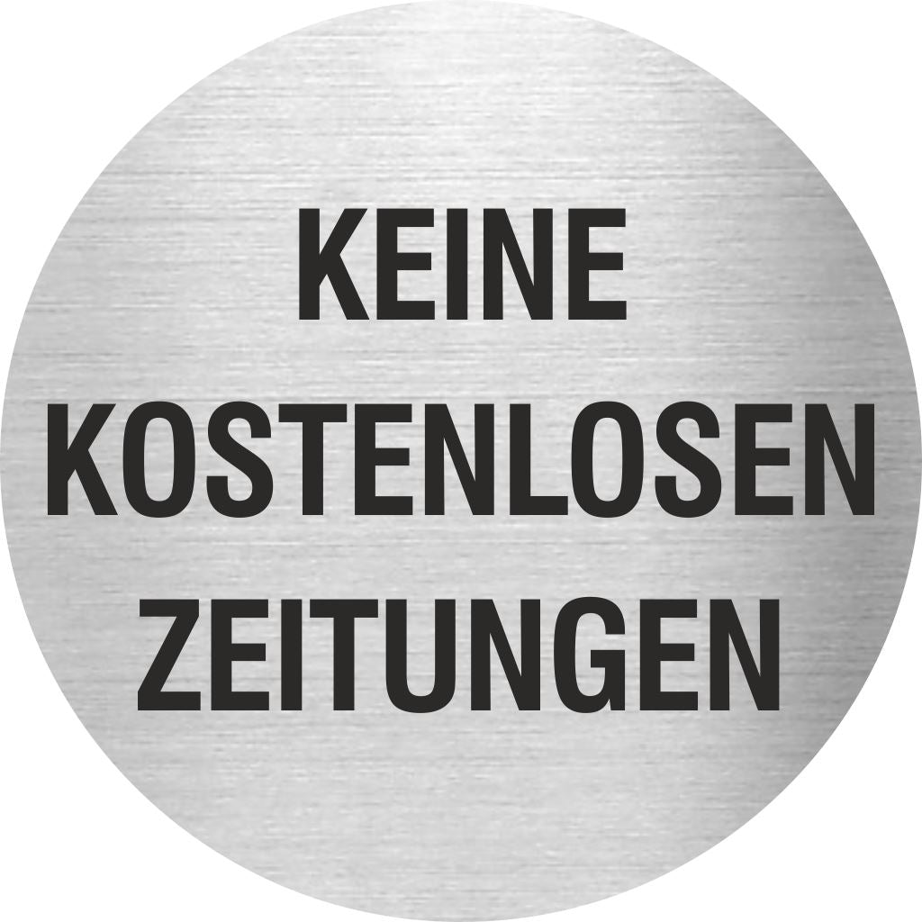 Piktogramm Keine Kostenlose Zeitungen aus Edelstahl Piktogramm Keine Kostenlose Zeitungen