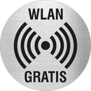 Piktogramm WLAN Gratis aus Edelstahl Piktogramm WLAN Gratis www.abstandshalter-online.com/ Ø60mm