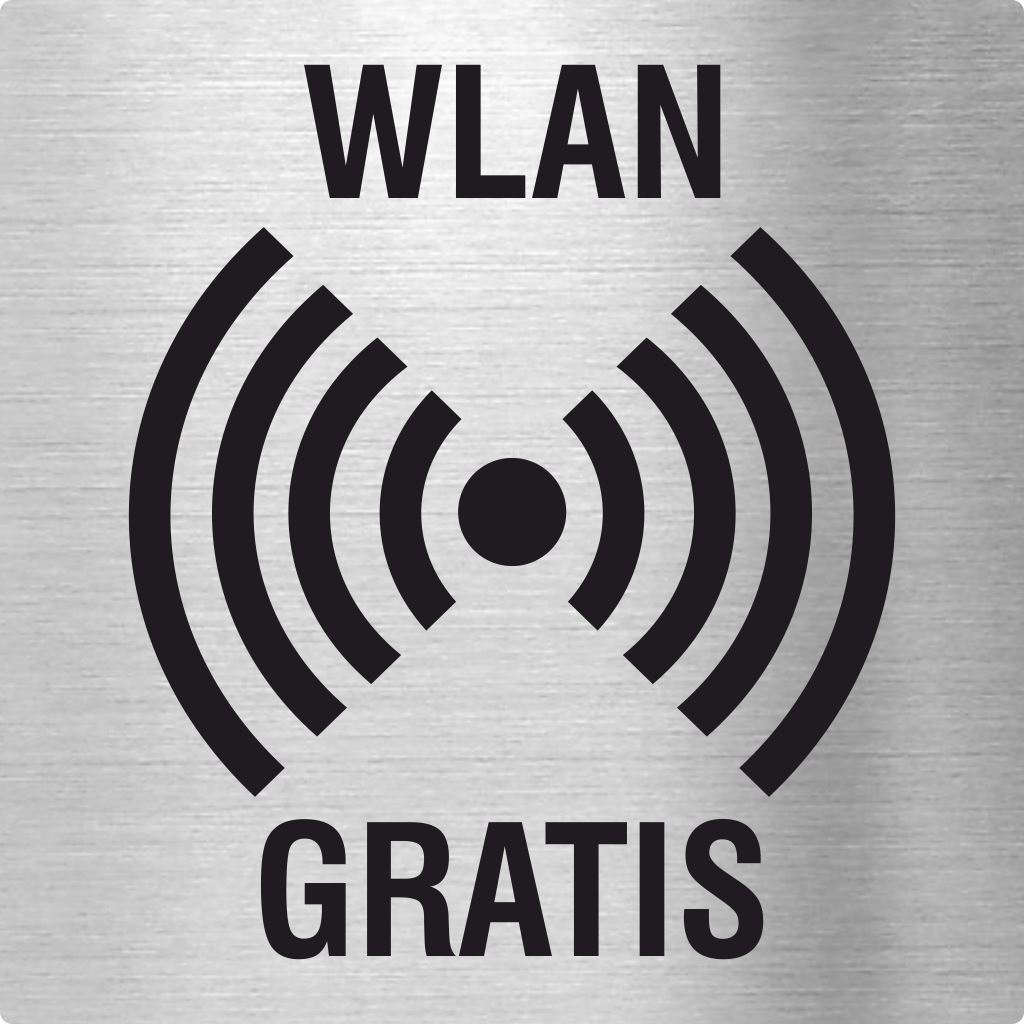 Piktogramm WLAN Gratis aus Edelstahl Piktogramm WLAN Gratis www.abstandshalter-online.com/ 70x70mm