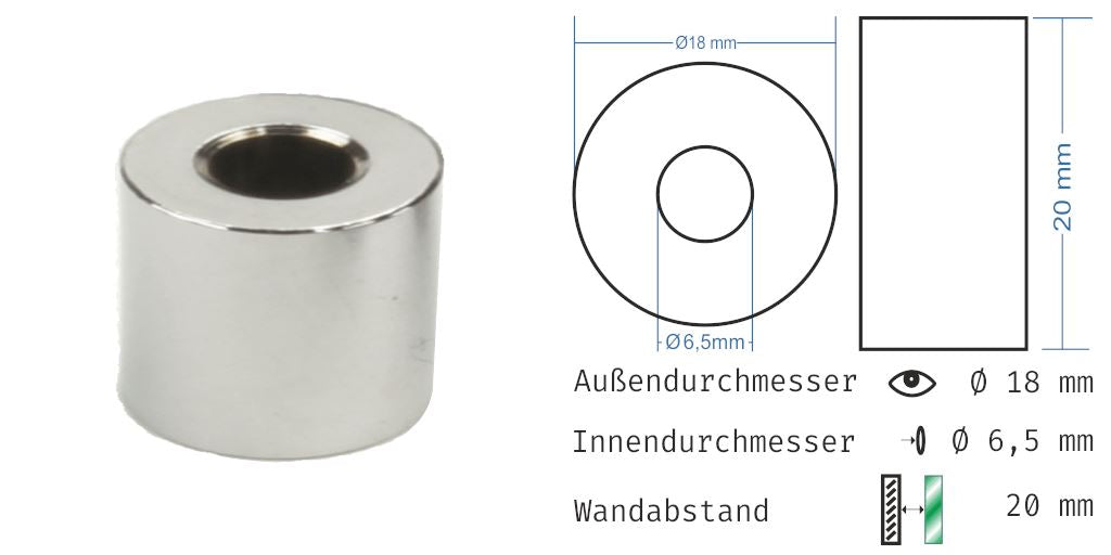 Distanzhülsen Glanz verchromt 369