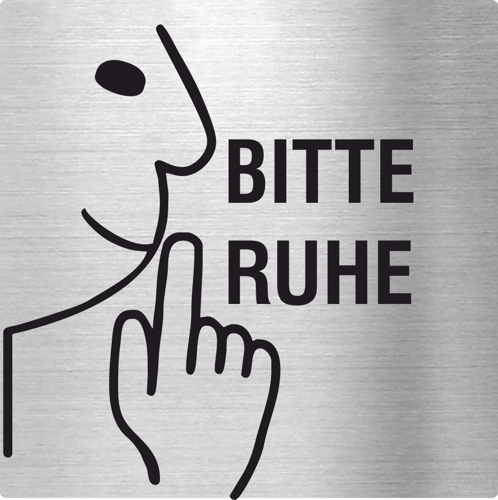 Piktogramm Bitte Ruhe aus Edelstahl Piktogramm Bitte Ruhe www.abstandshalter-online.com/ 70x70mm