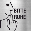 Piktogramm Bitte Ruhe aus Edelstahl Piktogramm Bitte Ruhe www.abstandshalter-online.com/ 70x70mm