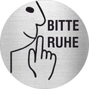 Piktogramm Bitte Ruhe aus Edelstahl Piktogramm Bitte Ruhe www.abstandshalter-online.com/ Ø60mm