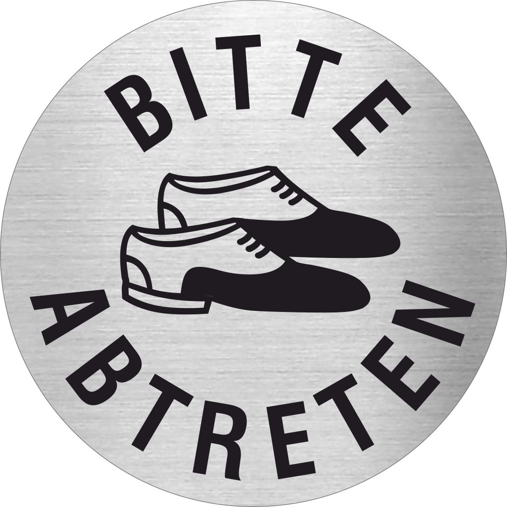 Piktogramm Bitte Schuhe abtreten aus Edelstahl Piktogramm Bitte Schuhe abtreten