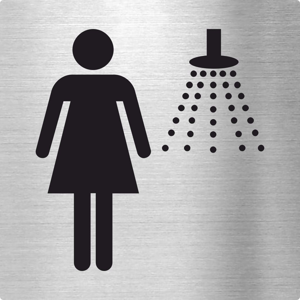 Piktogramme Damen Dusche Edelstahl Piktogramm Damen Dusche www.abstandshalter-online.com/ 70x70mm